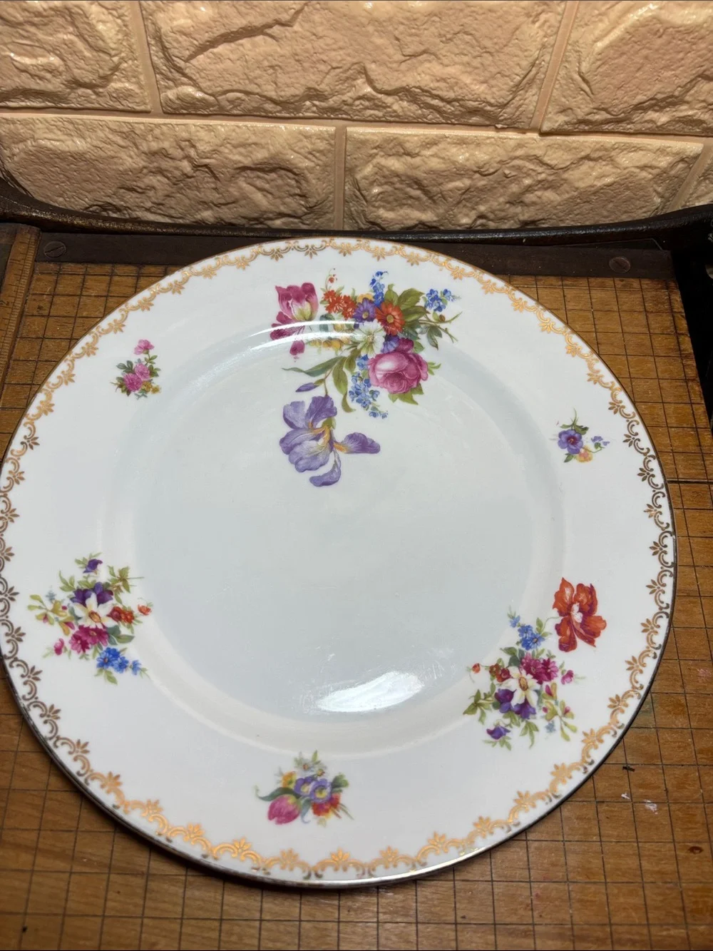 2 Heinrich Germany Dinner Plates 10 1/8” D Iris, Poppy w Mixed Floral
